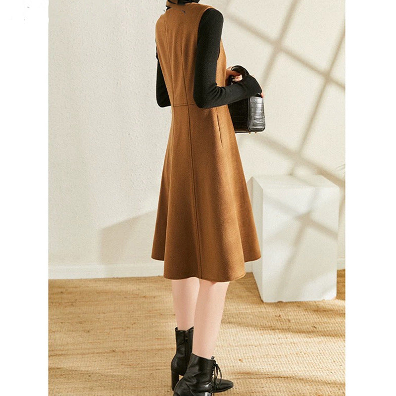 Damen A-Linien Midi Kleid mit V-Ausschnitt Design WW