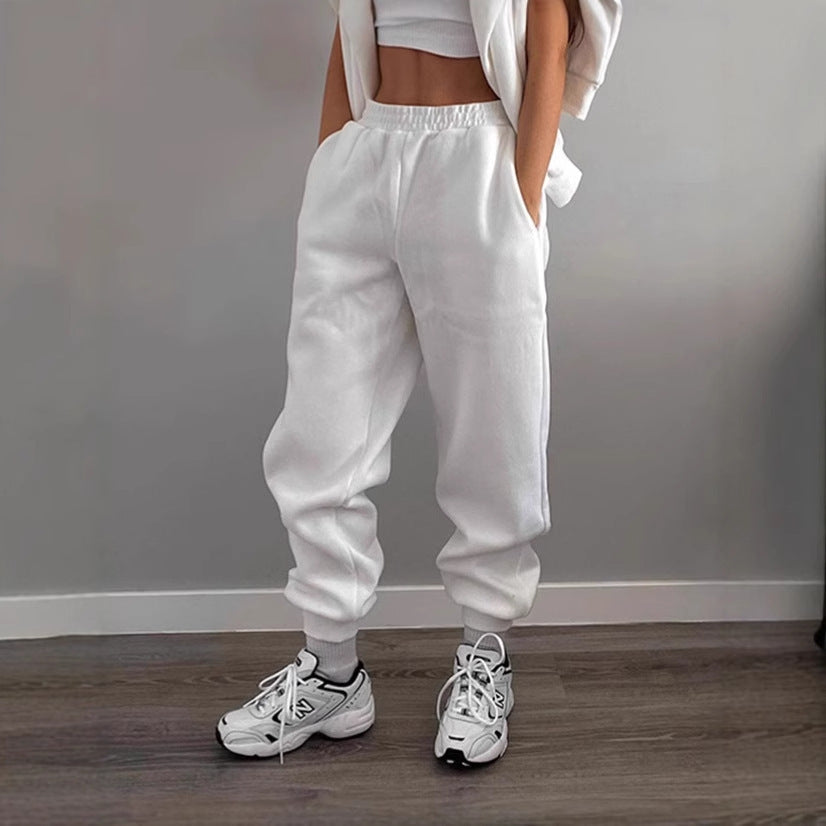Damen Sportliche Jogginghose mit elastischem Bund und seitlichen Taschen WW