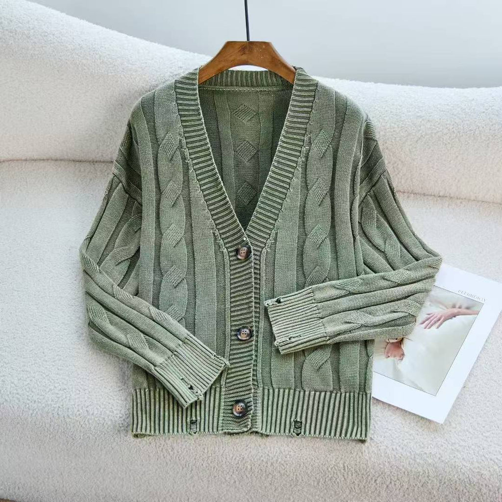 Damen offene Strickjacke mit Zopfmuster und zeitlosem Design WW