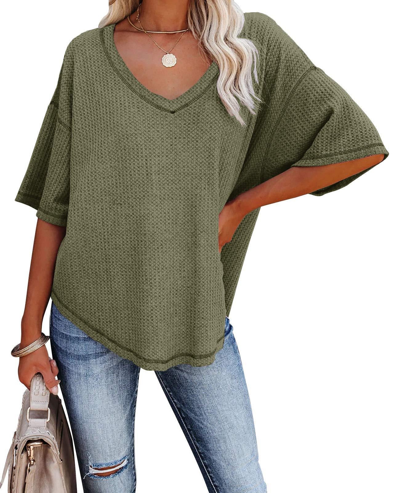 Damen lässiges Oversized-Oberteil mit strukturiertem Webmuster WW