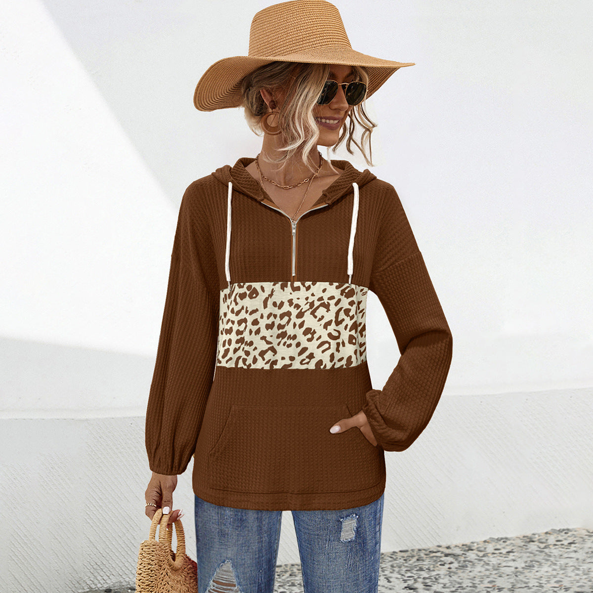 Damen Kapuzenpullover mit modernen Tiermustern und lässigem Schnitt WW
