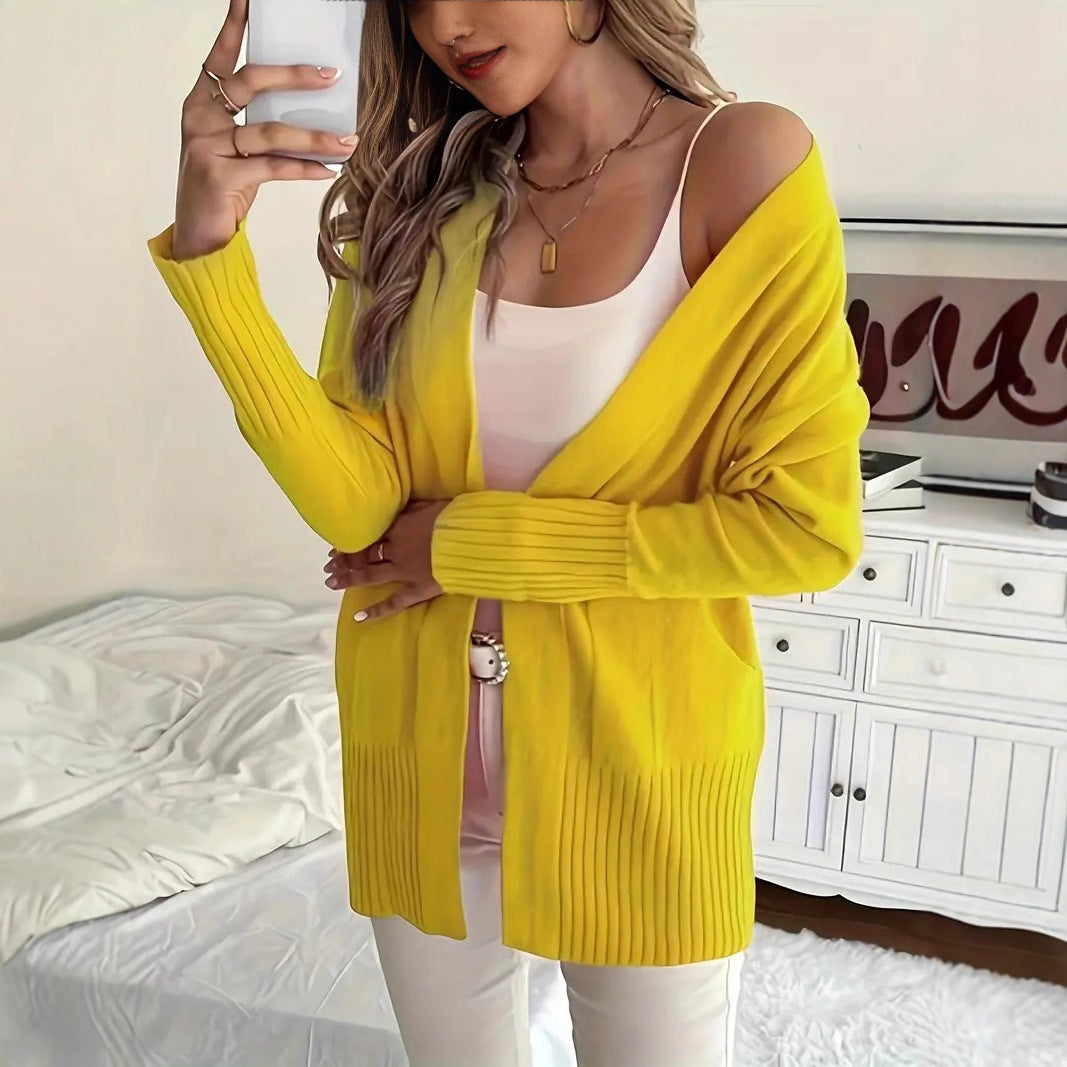 Damen Strickjacke mit offenem Schnitt und Rippstruktur WW