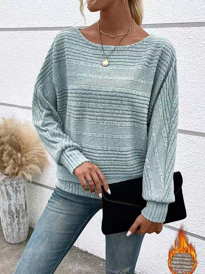 Frauen Stilvoll Strick Batwing Pullover WW