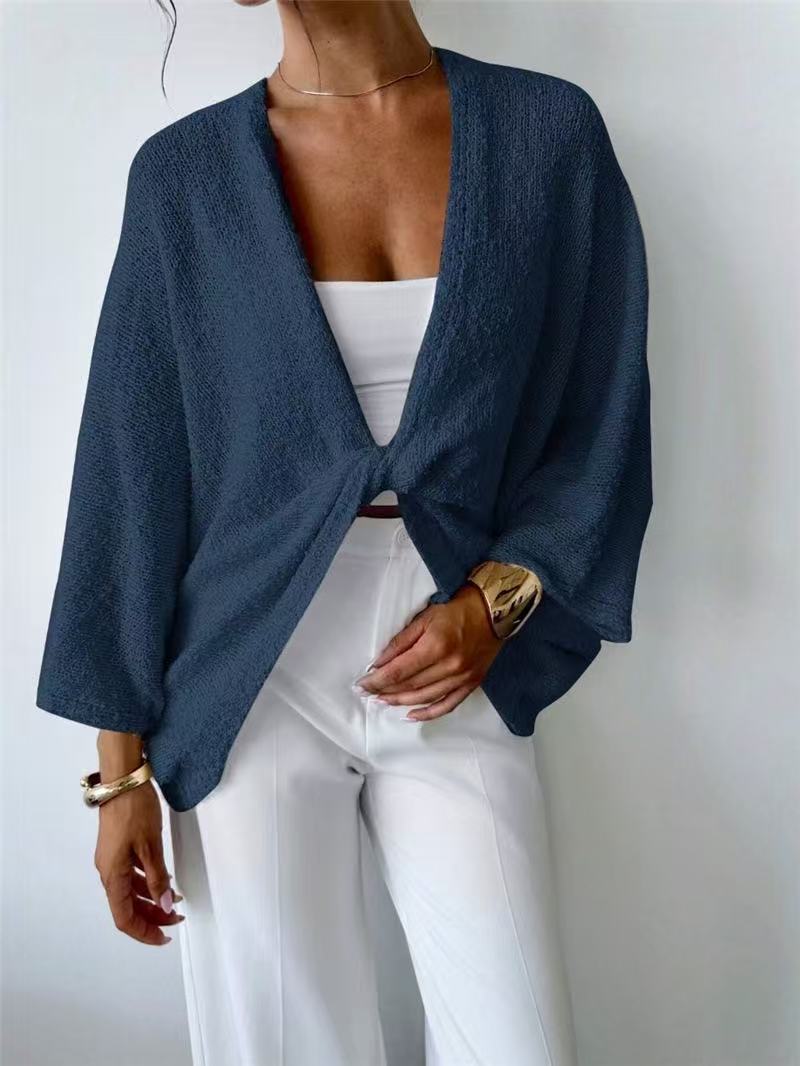 Damen luftige Strickjacke mit weitem Schnitt und eleganter Knopfleiste WW
