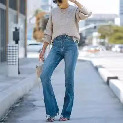 Damen Flared Jeans mit hohem Bund und schmeichelhaftem Schnitt WW
