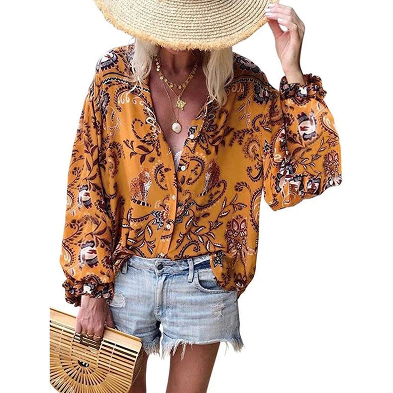 Damen Bluse mit kreativem Paisleymuster und lässigem Schnitt WW