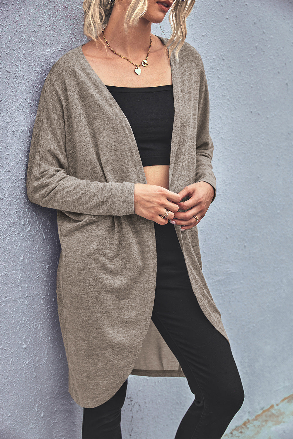 Damen Oversized Cardigan aus weichem Strickmaterial mit offenem Schnitt WW