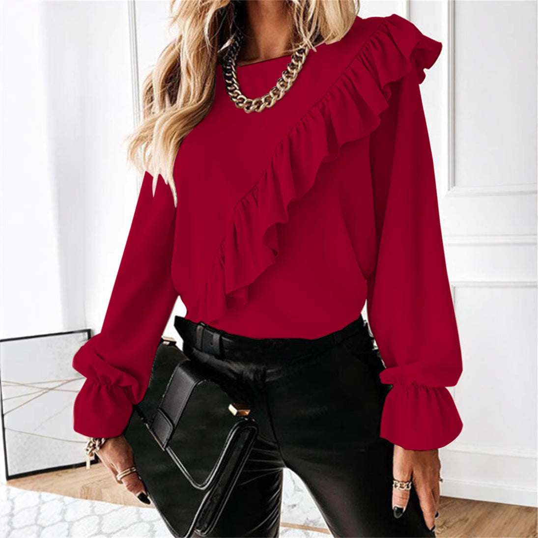 Damen Bluse mit voluminösen Rüschen WW