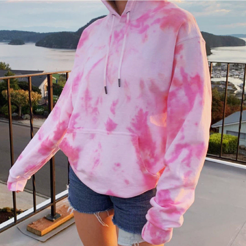 Damen Kapuzenpullover aus kuscheligem Material mit Batikdesign WW