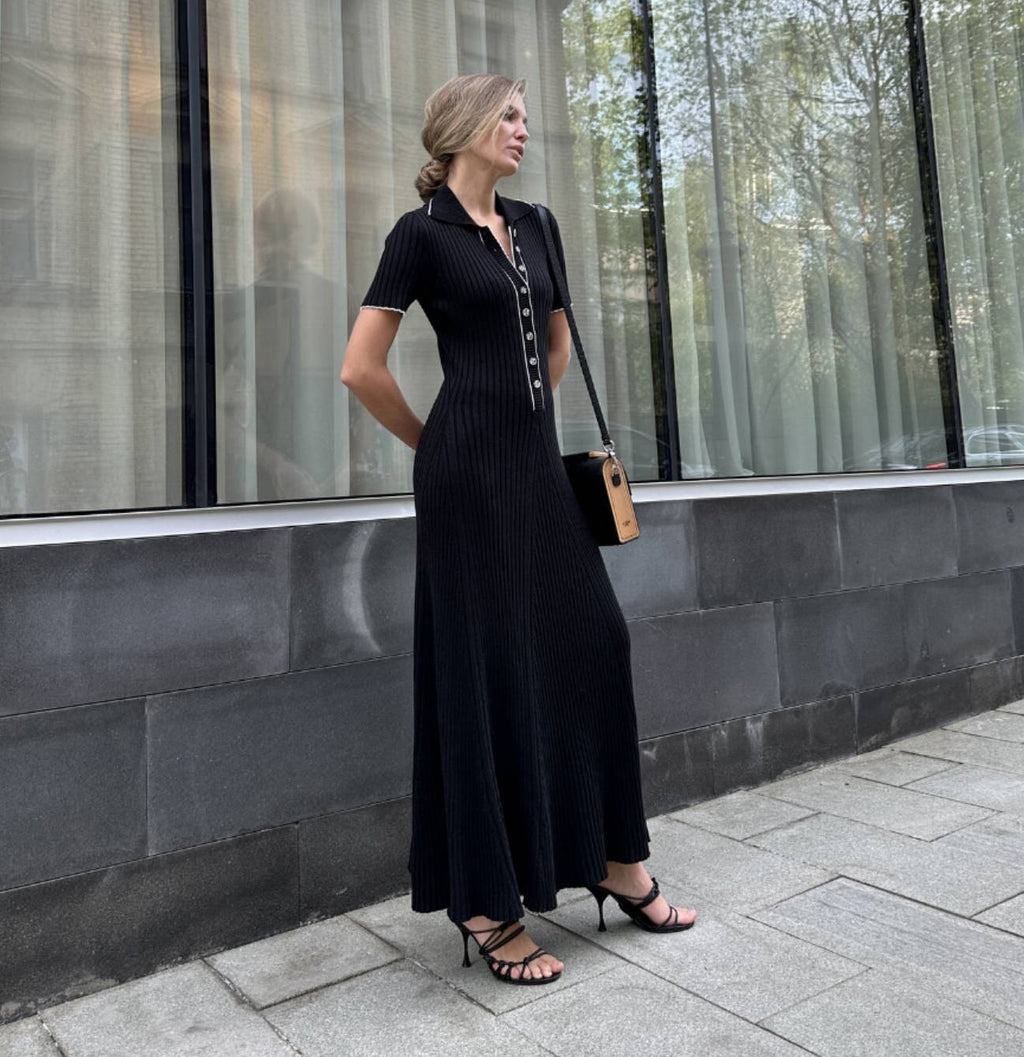 Damen Midi-Kleid mit feiner Rippstruktur WW