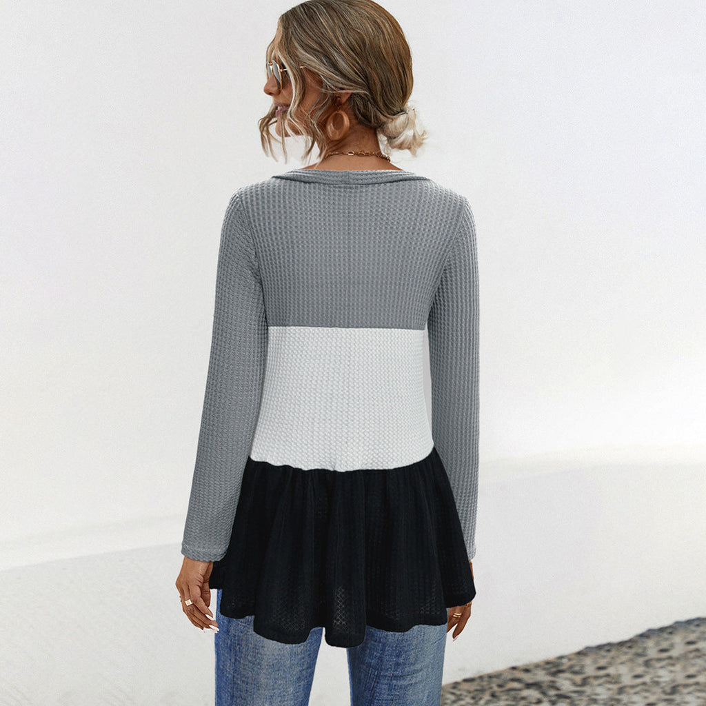 Damen Langarm Cardigan mit farbenfrohem Blockmuster und Knopf-Detail WW