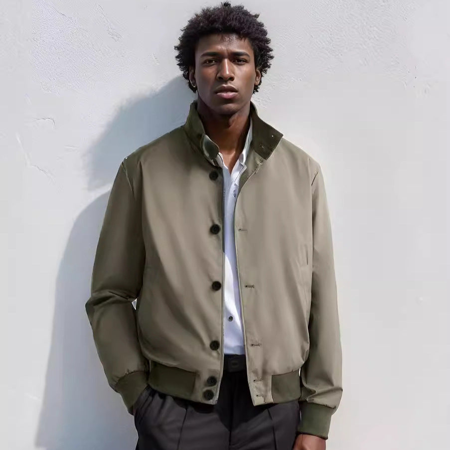 Herren modische Übergangsjacke mit multifunktionalen Taschen und hohem Stehkragen WW