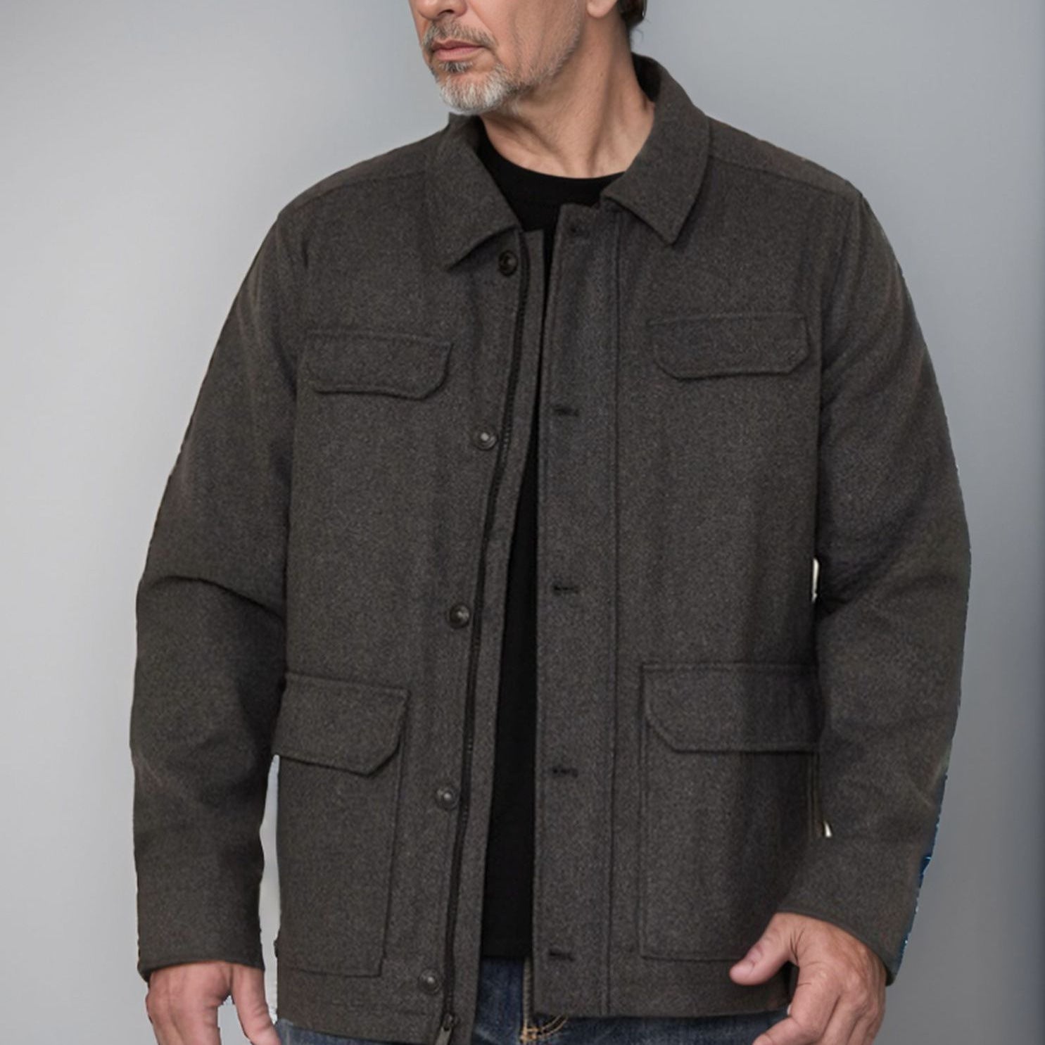 Herren Wolljacke mit funktionalen Taschen und modernem Schnitt WW