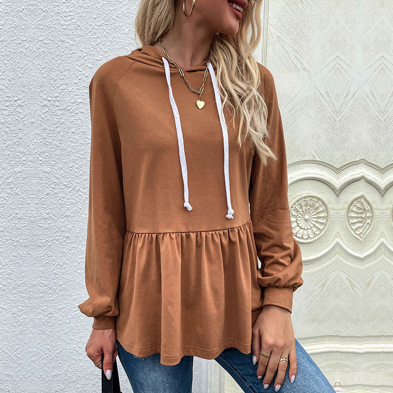 Damen Kapuzenpullover mit schicker Rüsche WW