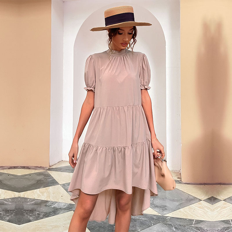 Damen Hemdblusenkleid mit lässigem Volant und Puffärmeln WW