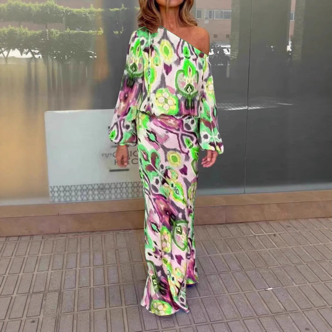 Damen Maxi-Kleid mit asymmetrischem Schnitt und eleganten Ärmel WW