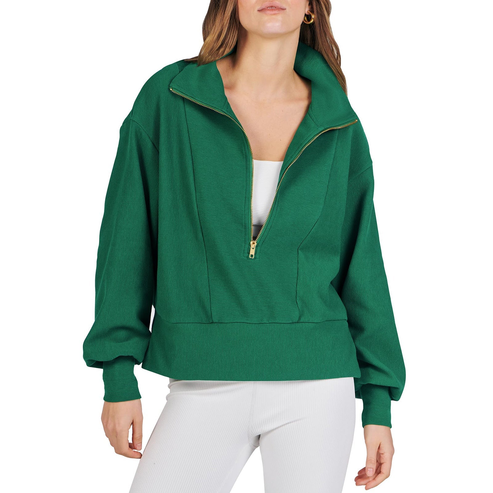 Damen Luxe Zip-Up Pullover Sweatshirt WW