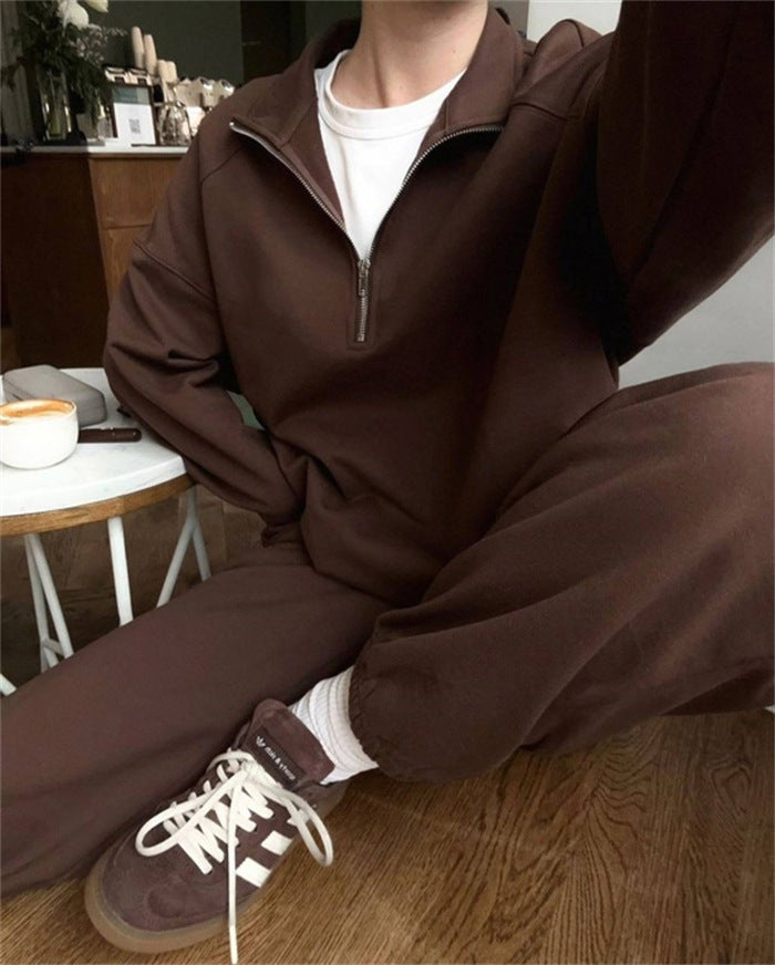 Damen sportlicher Fleece-Pullover mit hohem Kragen und Reißverschluss WW