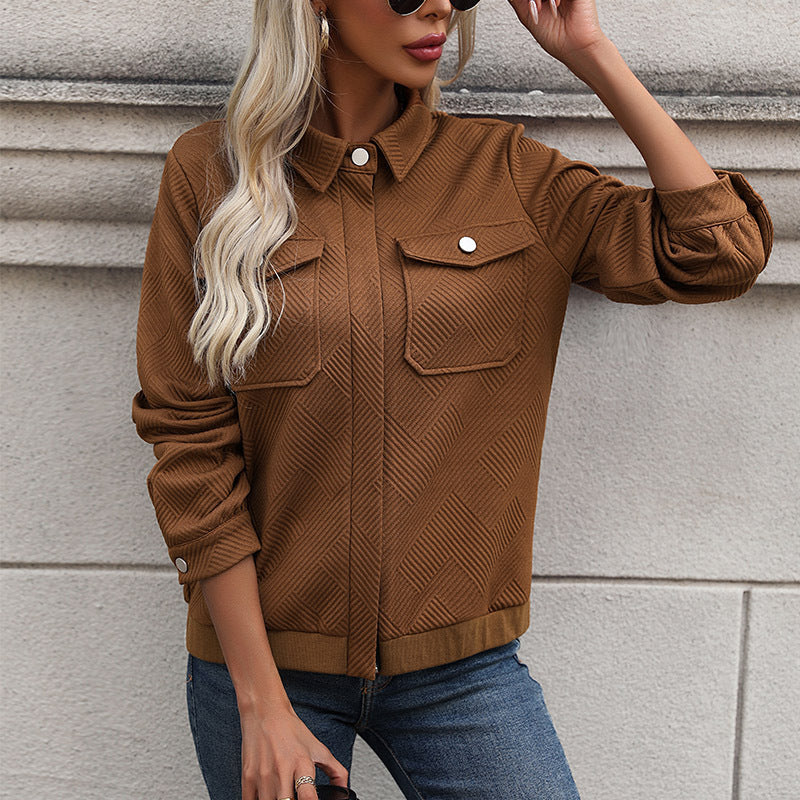 Damen moderner Utility-Jacke mit strukturiertem Obermaterial und praktischen Taschen WW