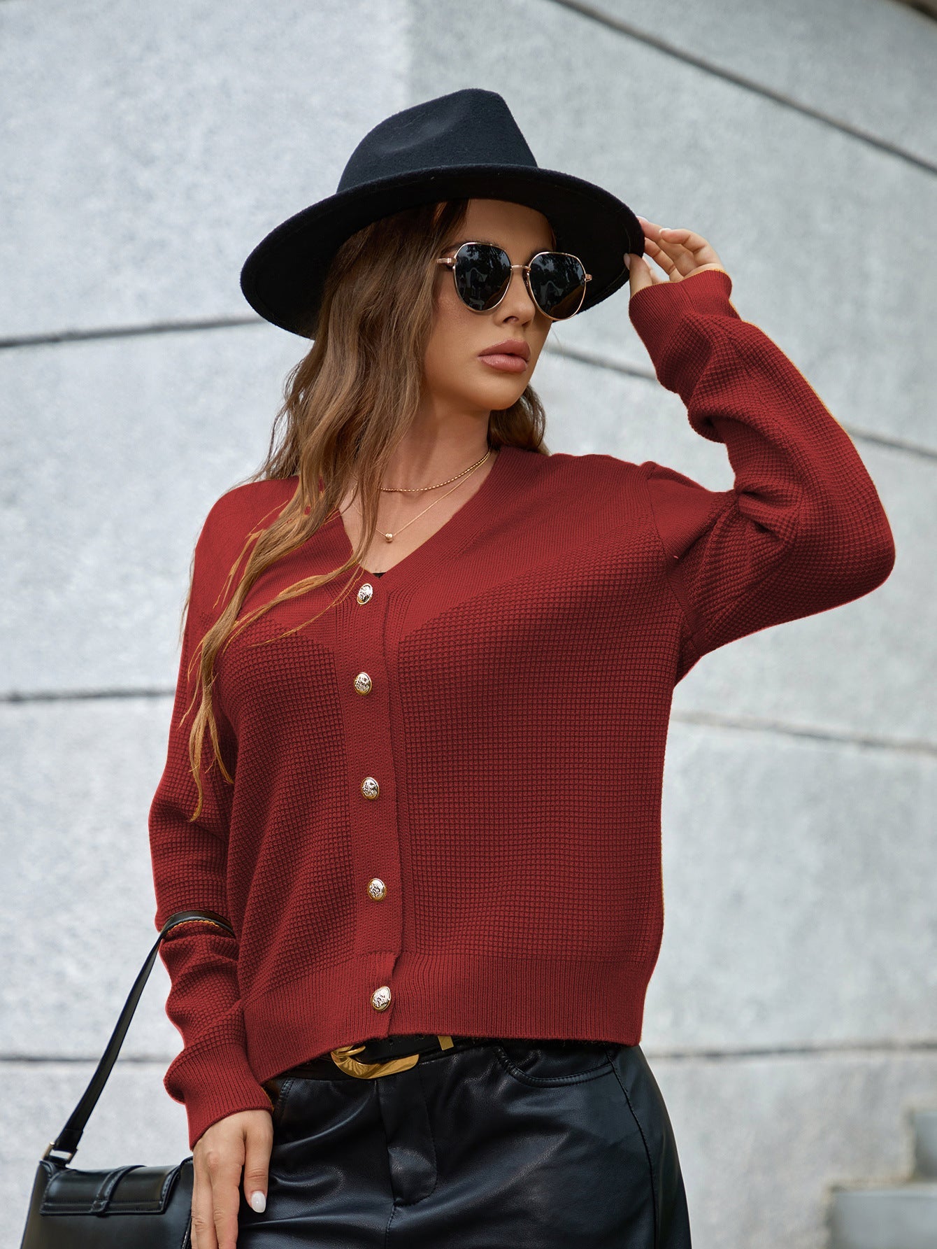 Damen Strickjacke mit Knopfdetails und strukturierter Oberfläche WW