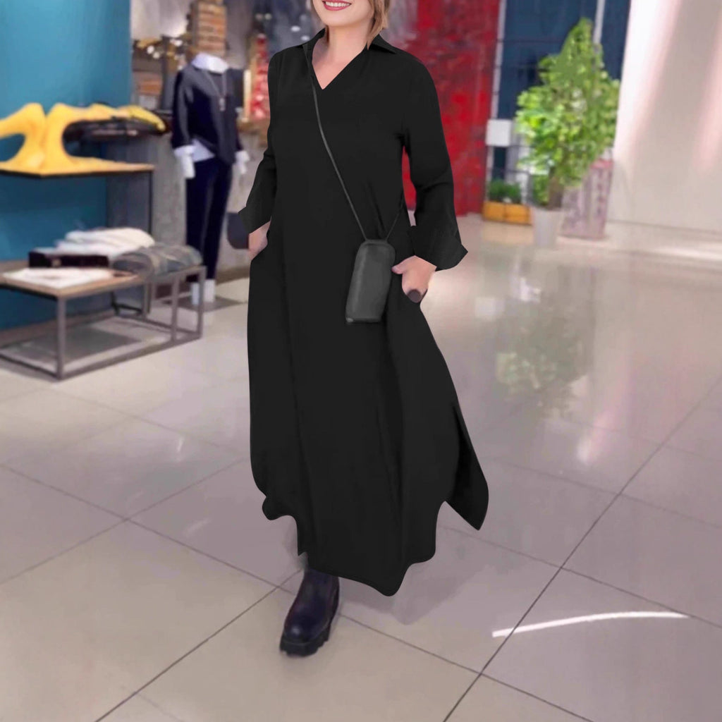 Damen lässiges Hemdkleid mit innovativem seitlichem Schlitz WW