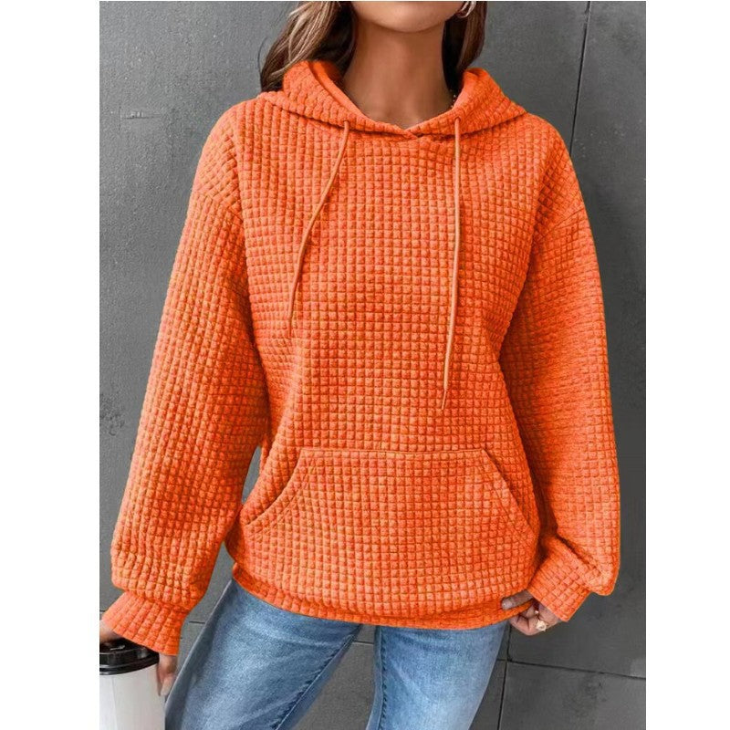 Damen Texturiertes Waffle Strick Hoodie WW