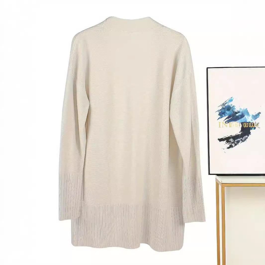 Damen lässiger Strickcardigan mit offenen Vorderteilen und praktischen Taschen WW