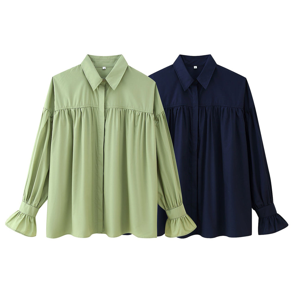 Damen elegante Bluse mit Rüschendetails WW