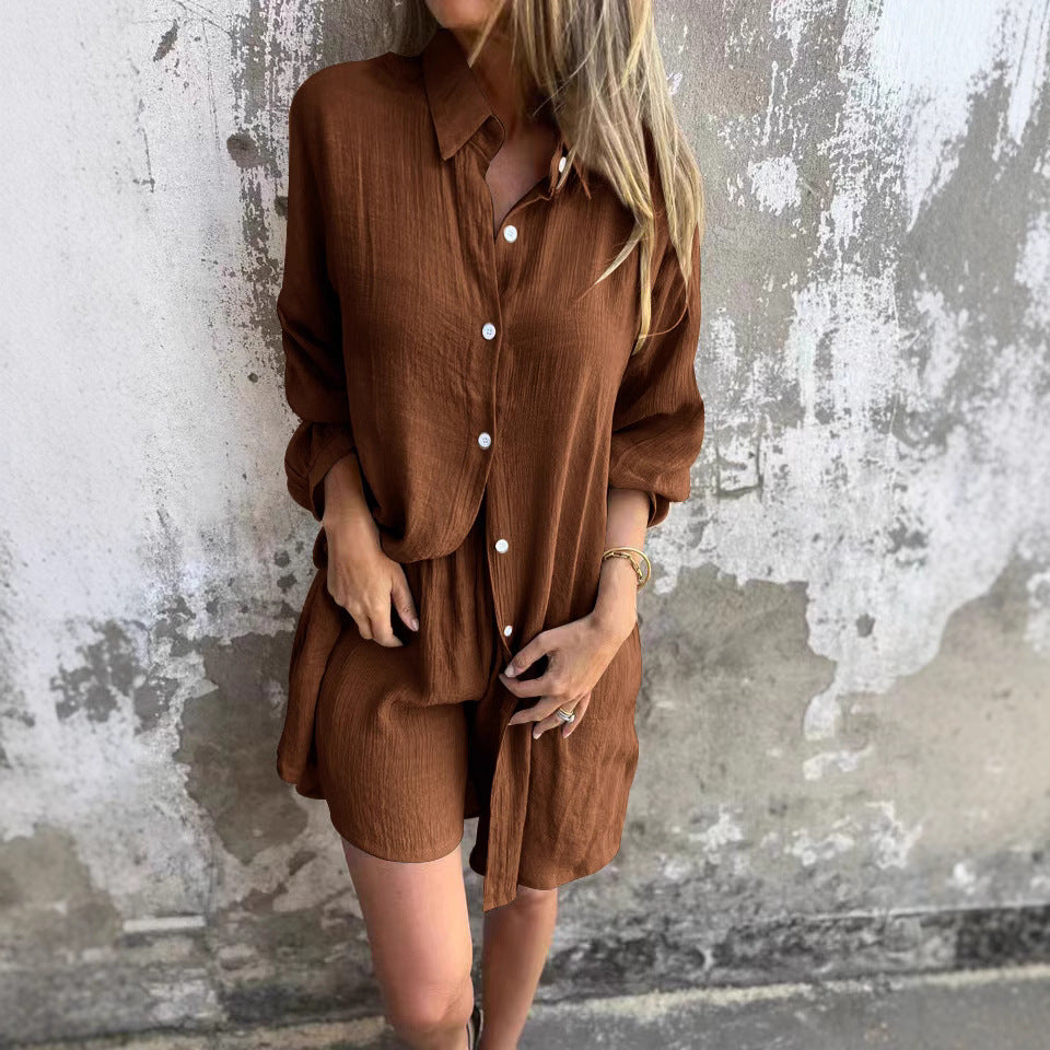 Damen lange Bluse mit durchgehender Knopfleiste und lässigem Schnitt WW