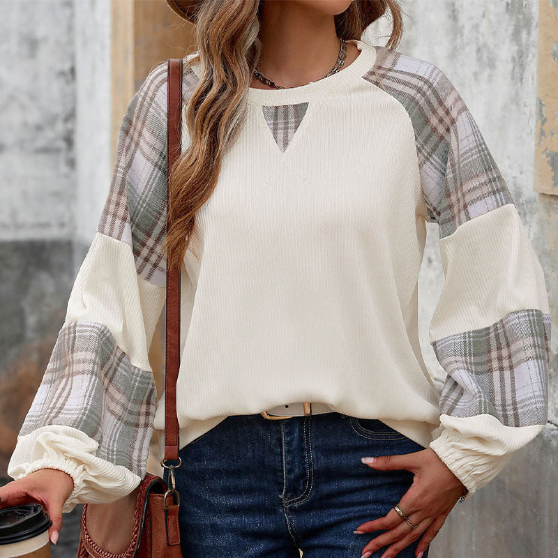 Damen lässiger Pullover mit Karoden und modischem Schnitt WW
