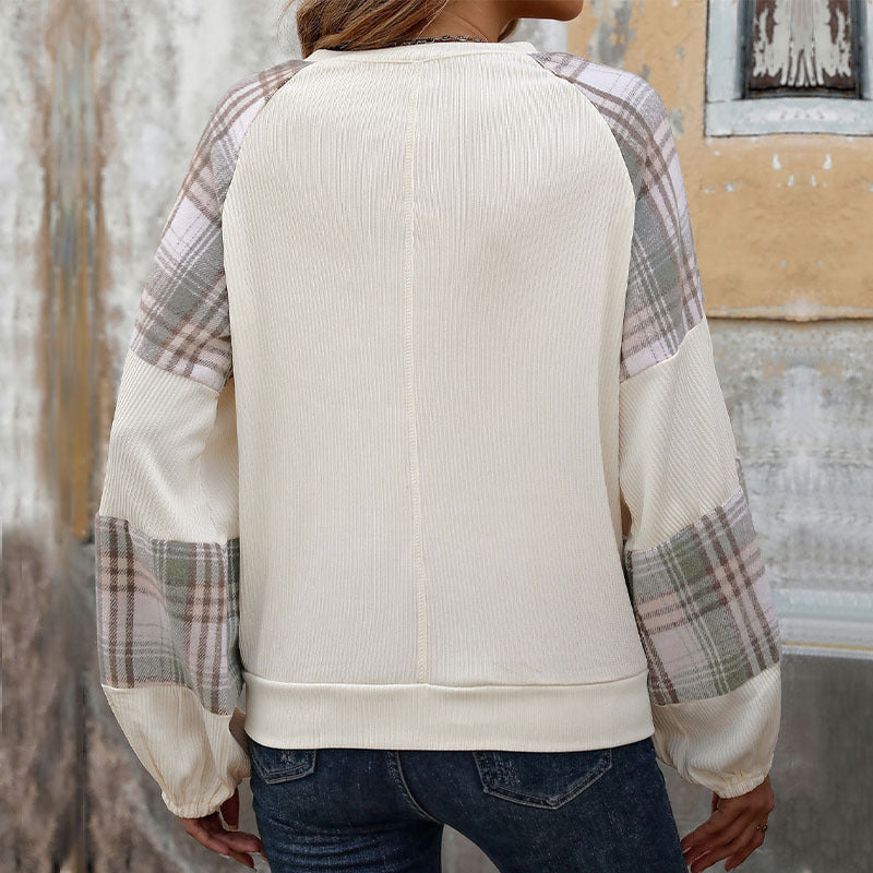 Damen lässiger Pullover mit Karoden und modischem Schnitt WW