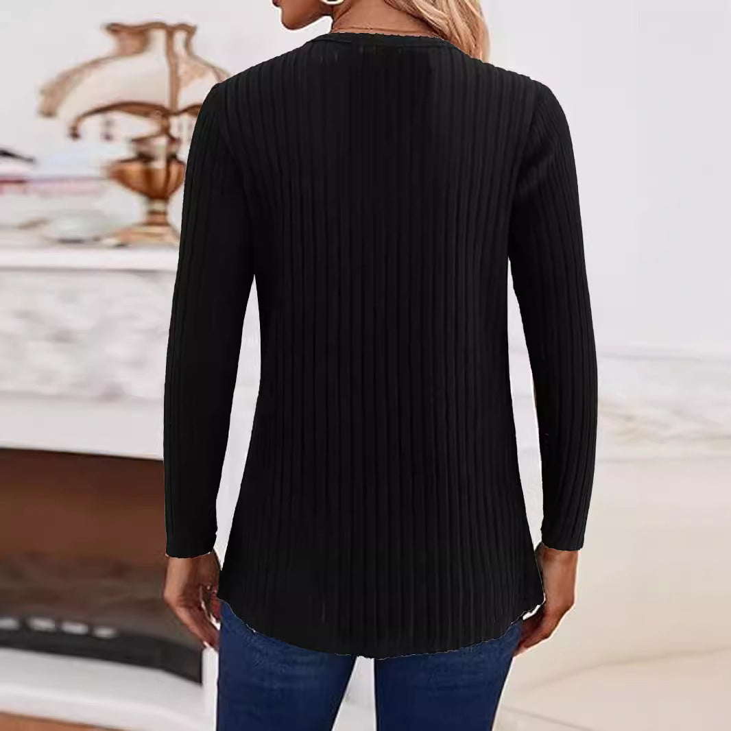 Damen Strickpullover mit vorderseitigen Knöpfen und strukturiertem Design WW