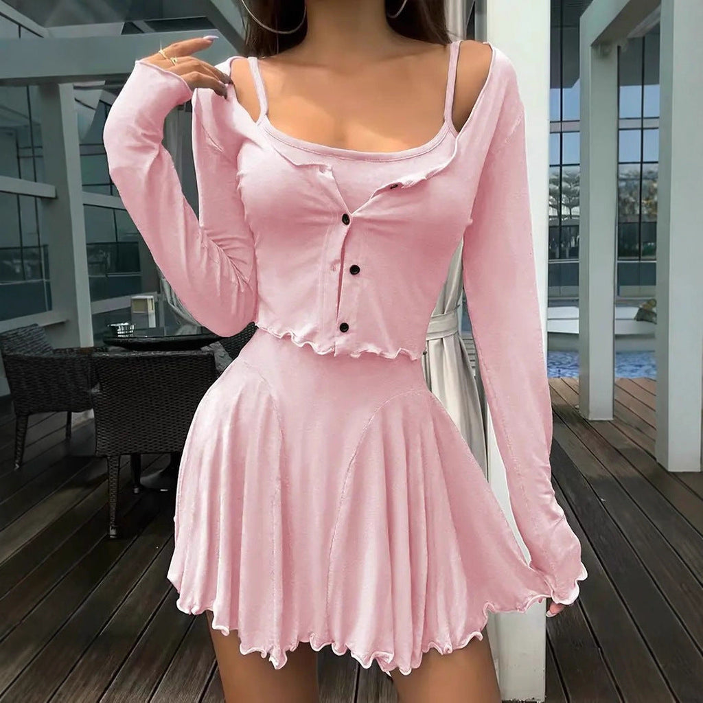 Frauen Leichtgewicht Geschichtete Kleid Set WW