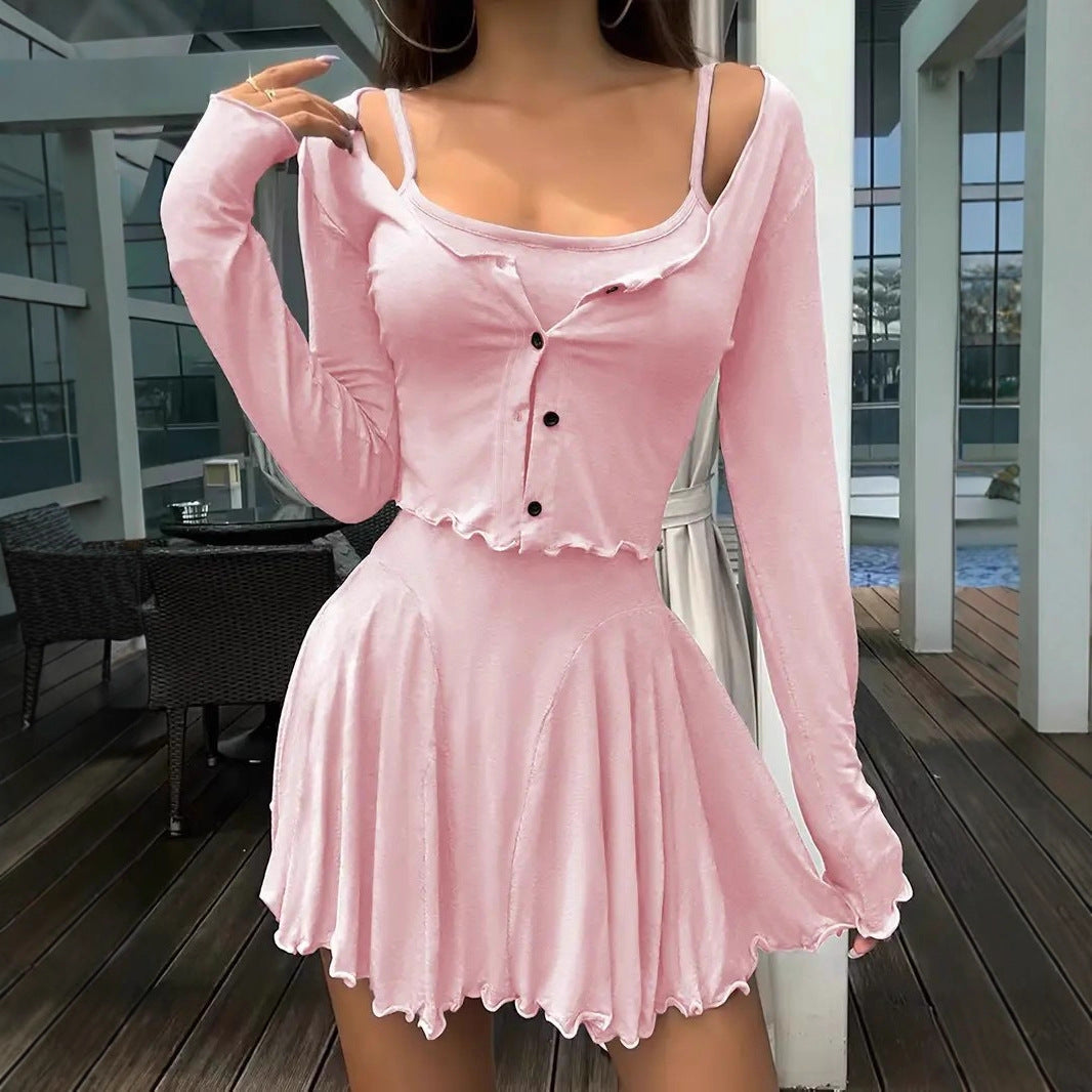 Frauen Leichtgewicht Geschichtete Kleid Set WW