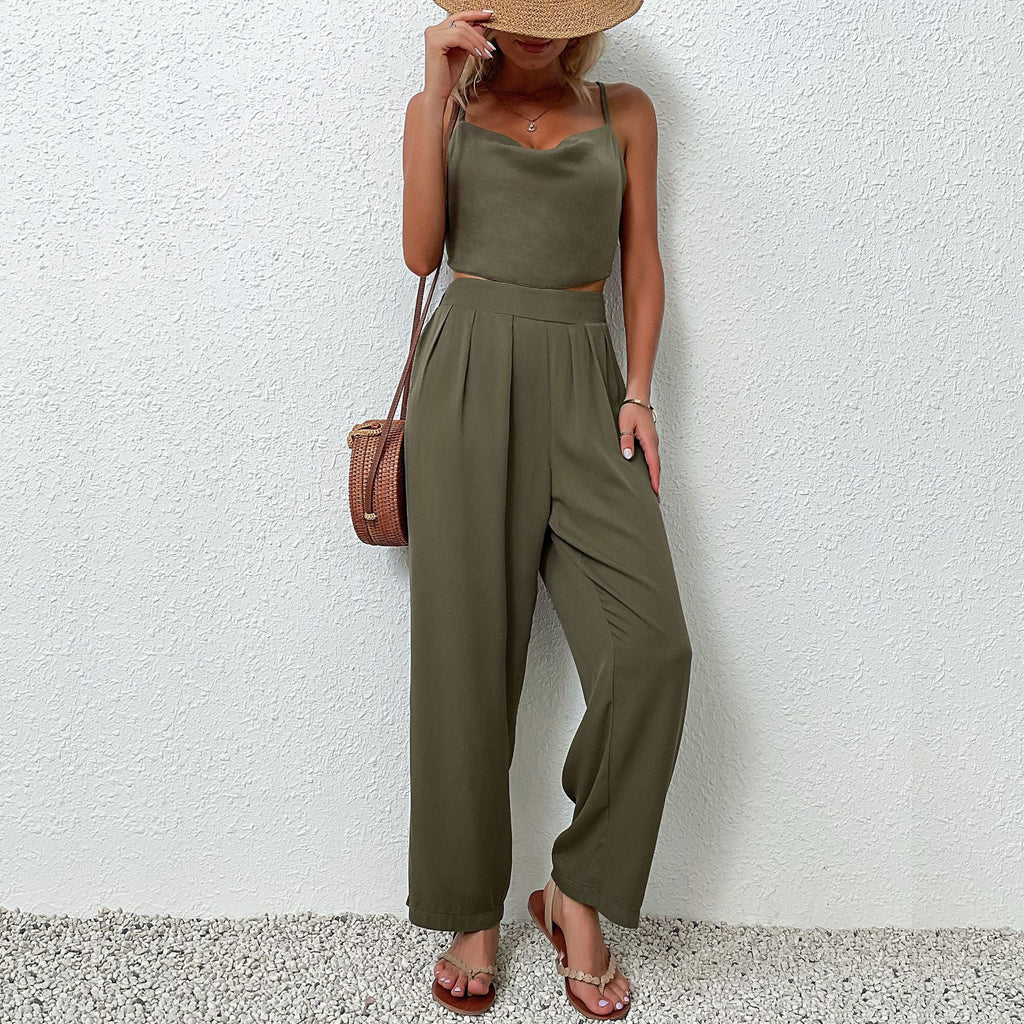 Damen Urbane Jumpsuit mit weitem Bein und flutterndem Oberteil WW