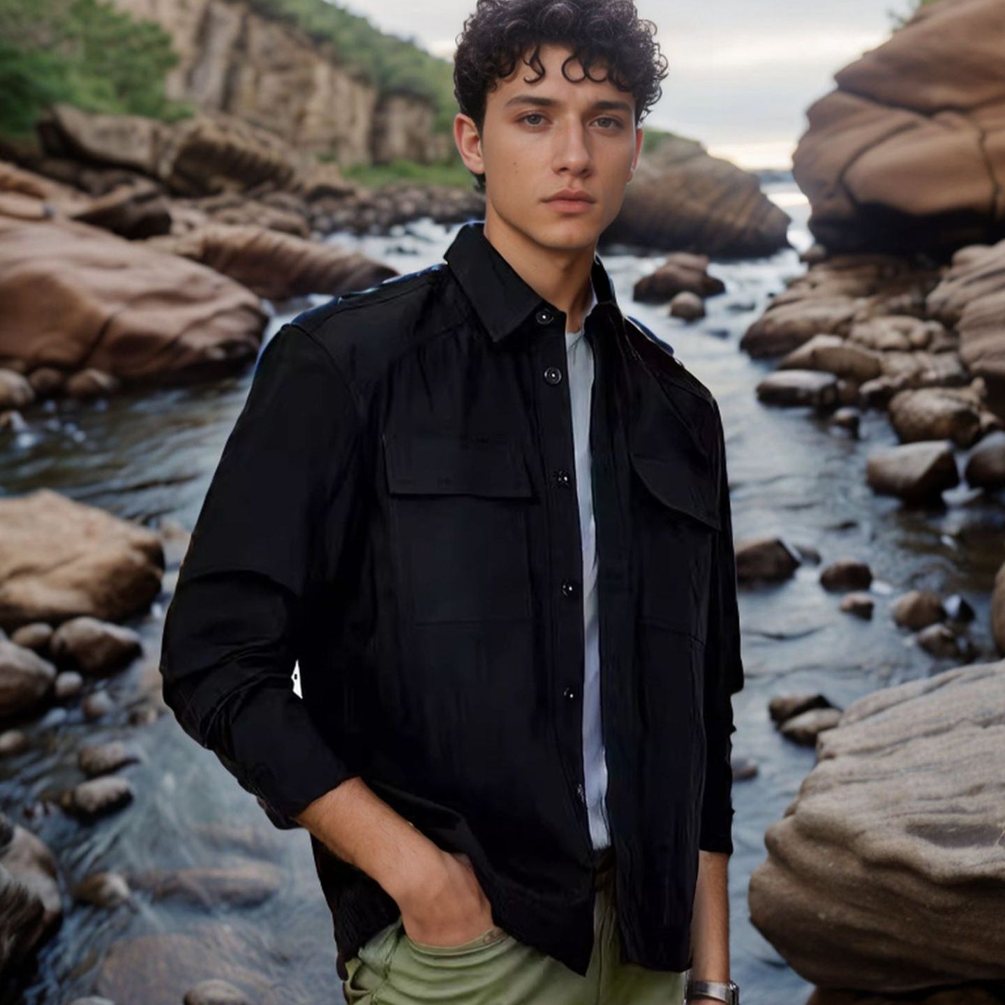 Herren Mehrzweck-Camp-Shirt mit praktischen Taschen und atmungsaktiven Eigenschaften WW
