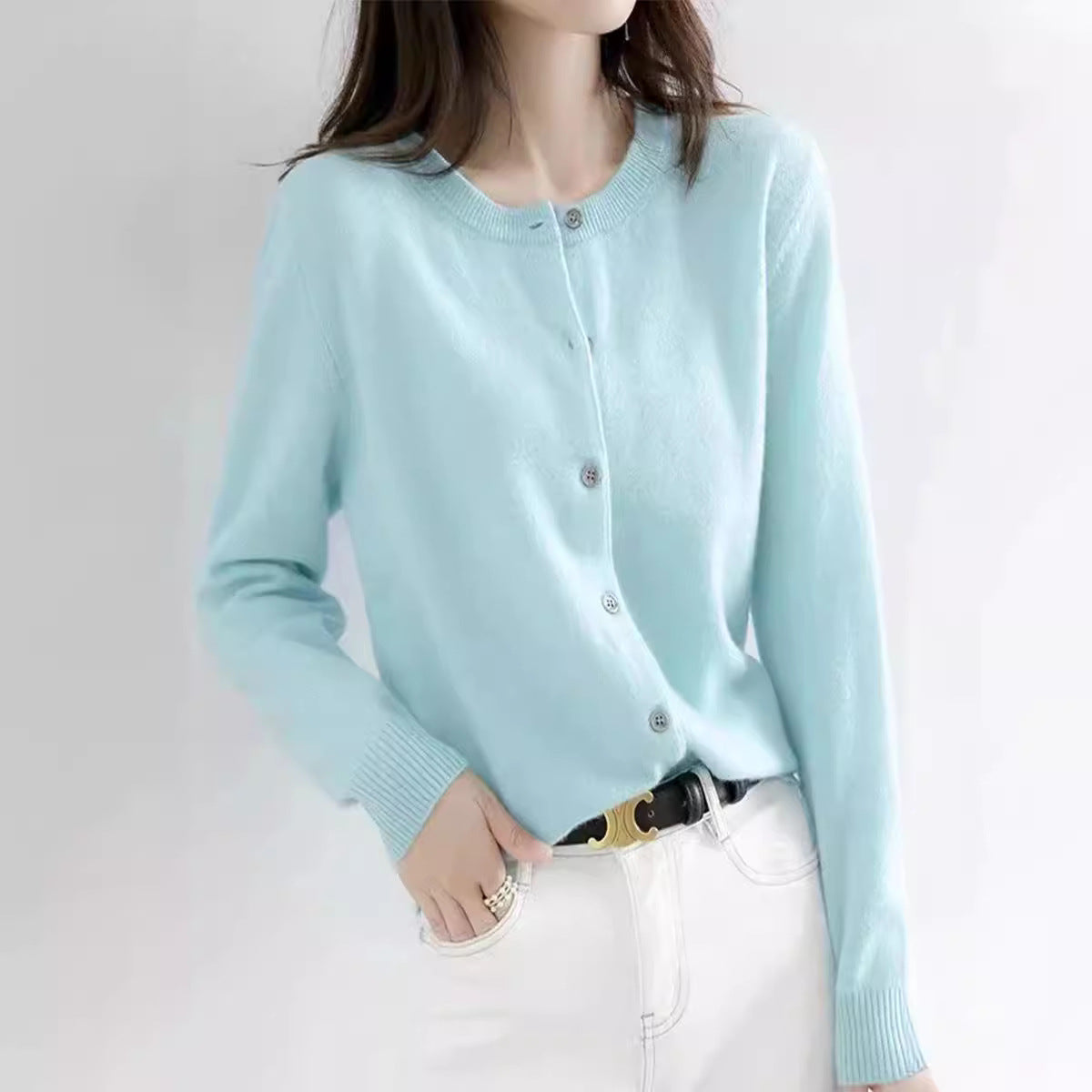 Damen Feinstrick Cardigan mit Knopfleiste und weichem Material WW