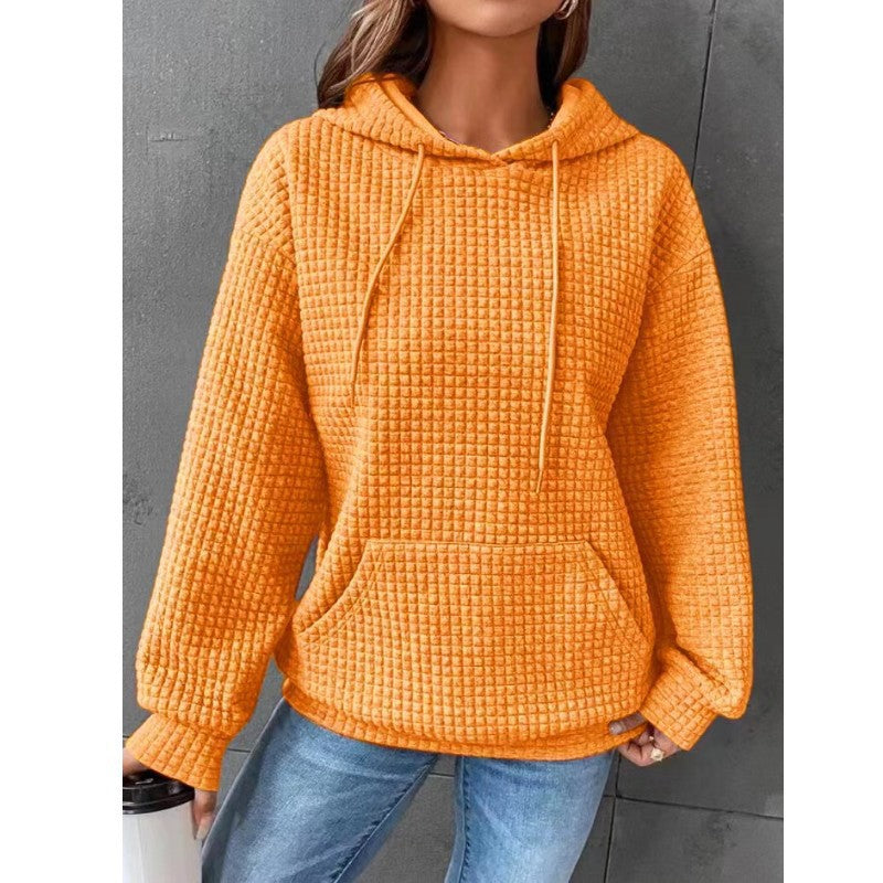 Damen Texturiertes Waffle Strick Hoodie WW