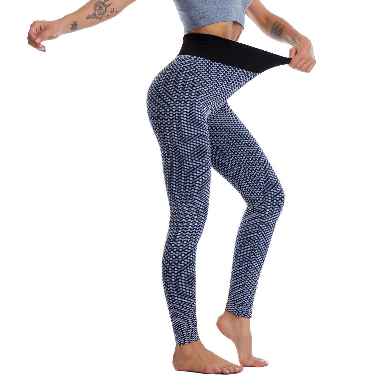 Damen Hochwertige Sport-Leggings mit elastischem Bund und modernem Muster WW