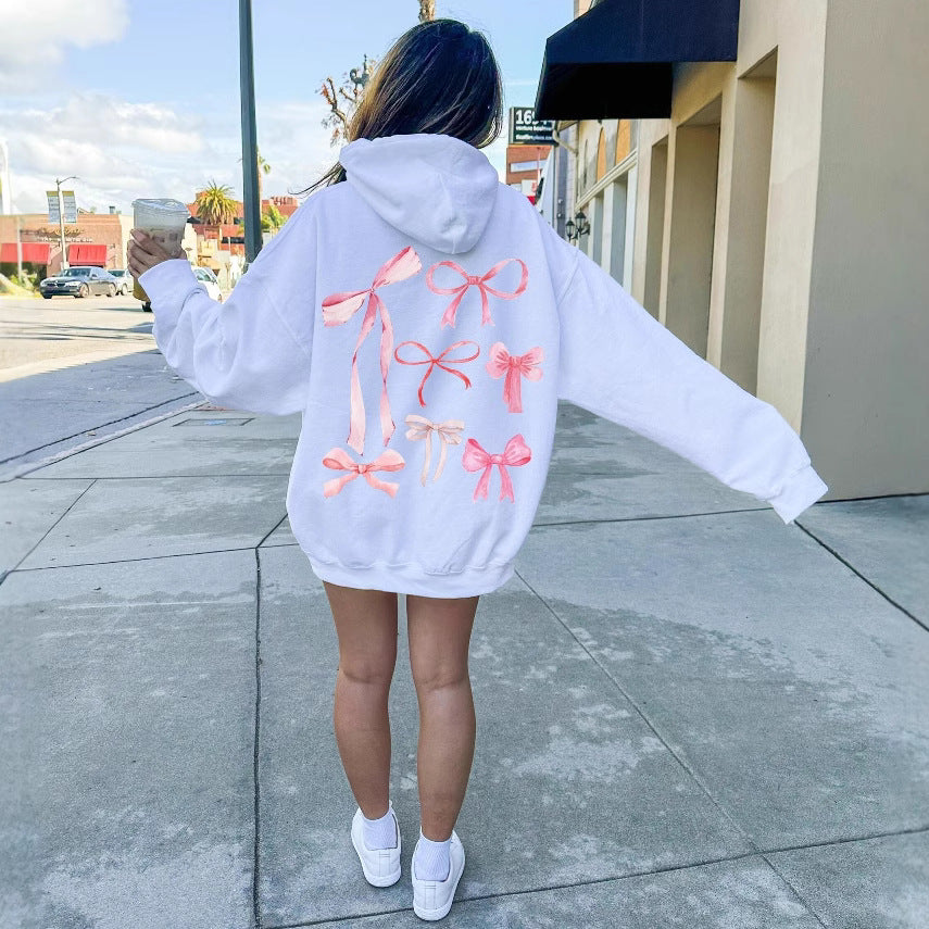Damen Bequemer Oversized Hoodie mit verspieltem Schleifen-Design WW