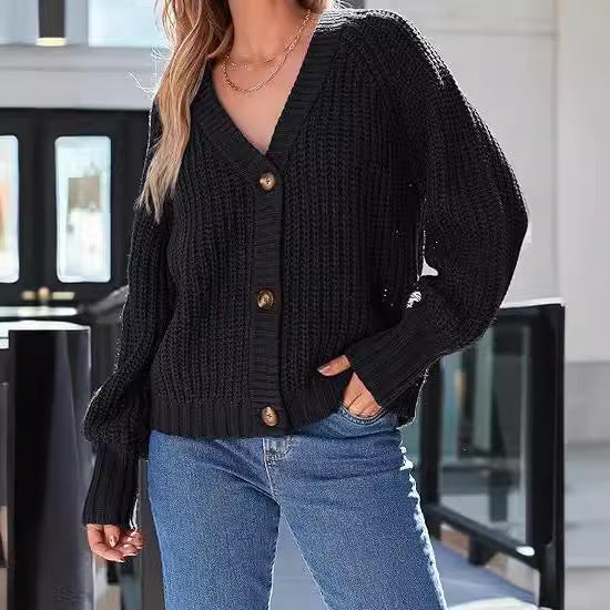 Damen Kuschelige Strickjacke mit voluminösen Ärmeln WW