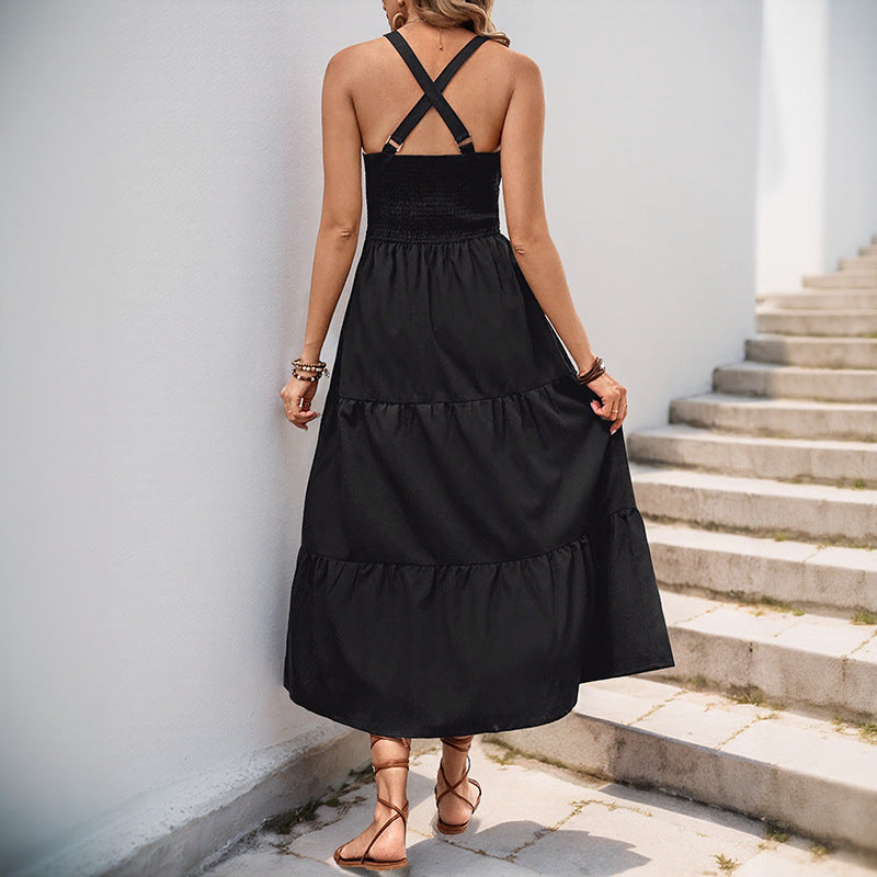 Damen Maxikleid mit elegantem V-Ausschnitt und seitlichem Schlitz WW