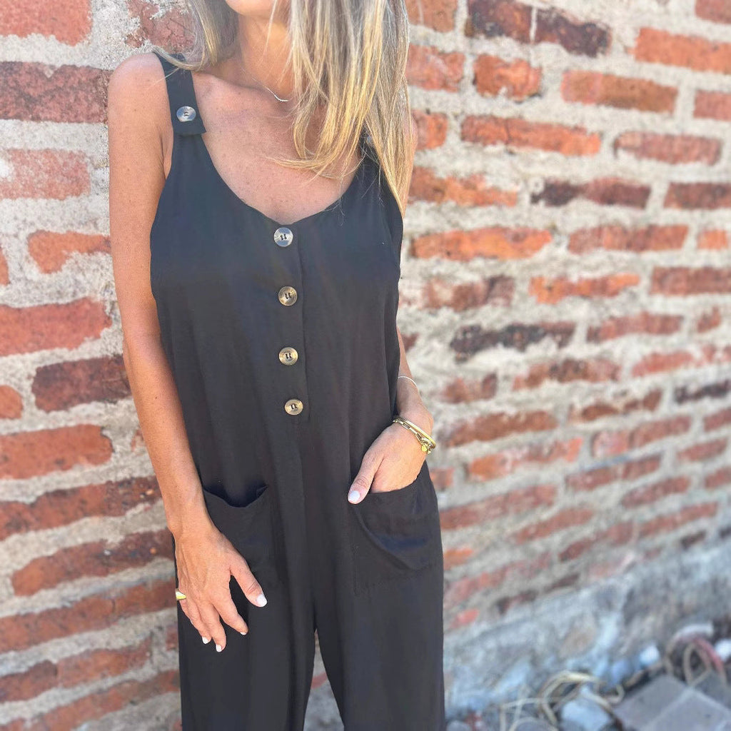 Damen Jumpsuit mit praktischen Taschen und Knopfdetail WW