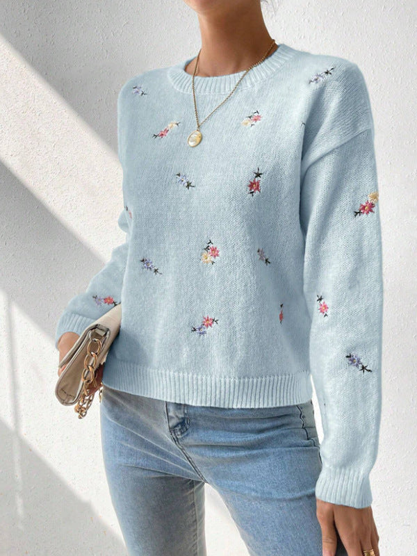 Damen kuscheliger Strickpullover mit floralem Motiv WW