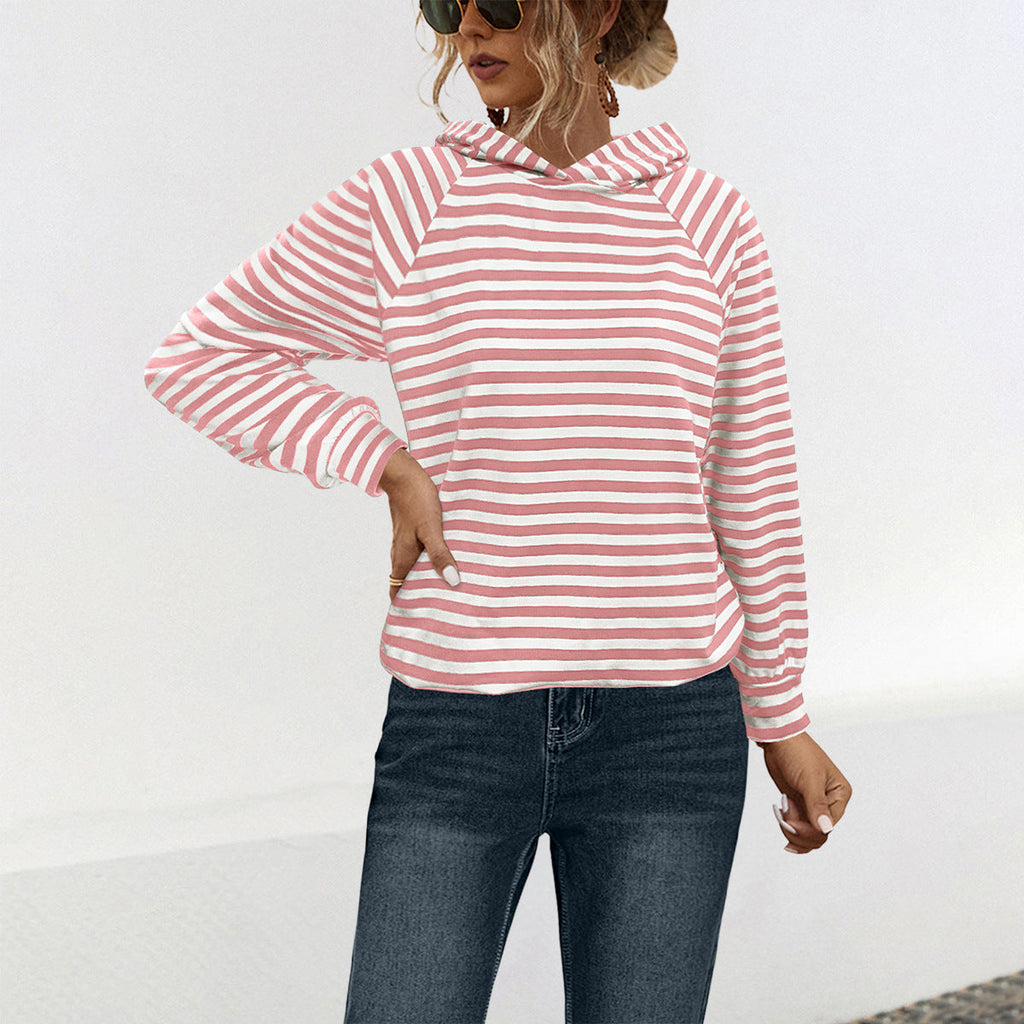 Damen Kapuzensweatshirt mit gestreiftem Design und modernem Schnitt WW