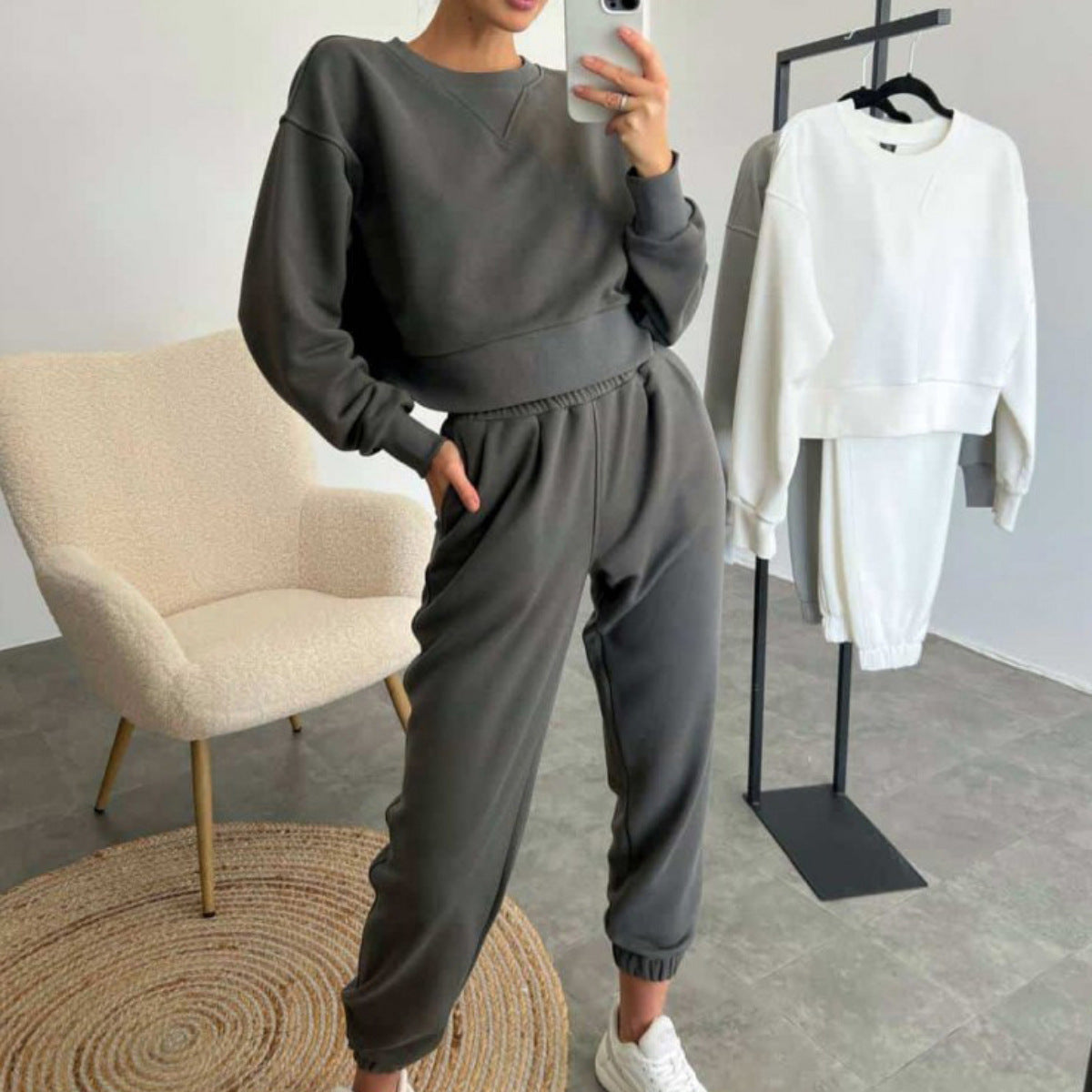 Damen sportliches Freizeit-Set mit hochflexiblem Bund und modernem Schnitt WW