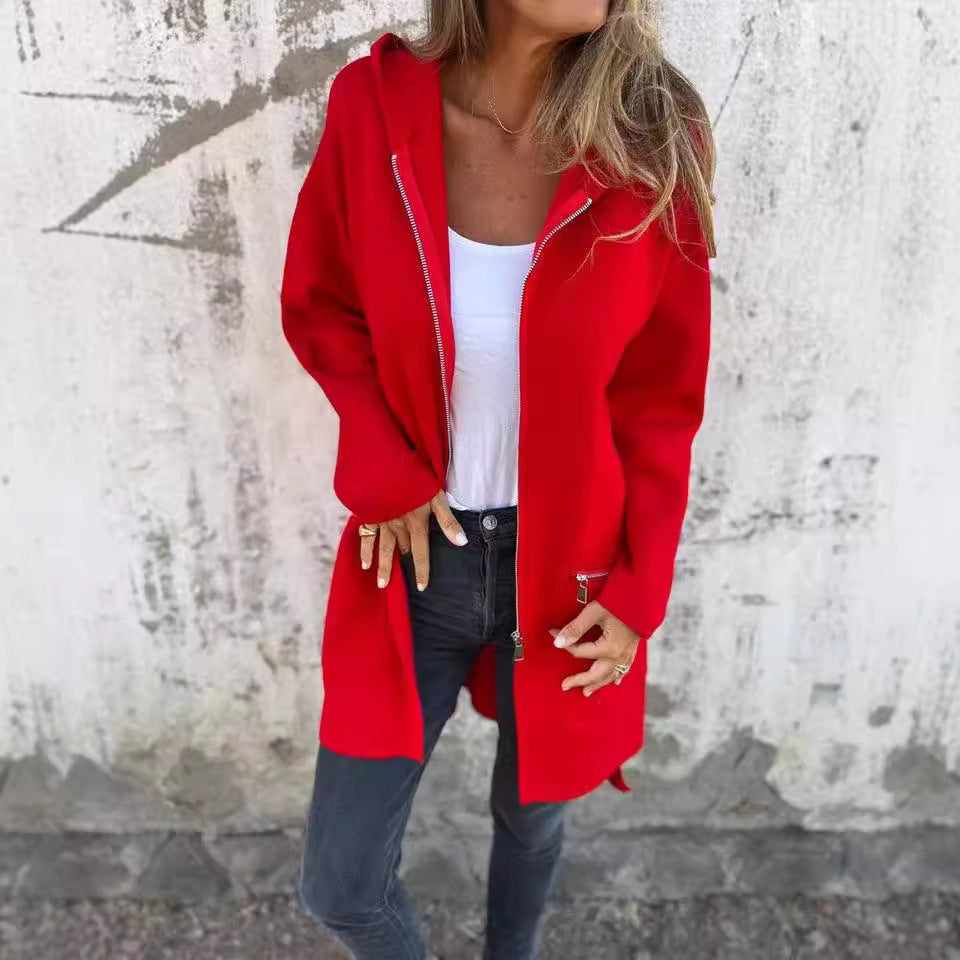 Damen lässiger Mantel mit Kapuze und asymmetrischem Schnitt WW
