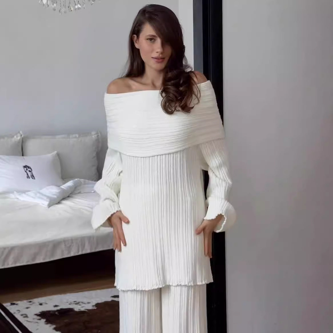 Damen Strickkleid im Off-Shoulder-Stil mit feinstructuriertem Farbverlauf WW