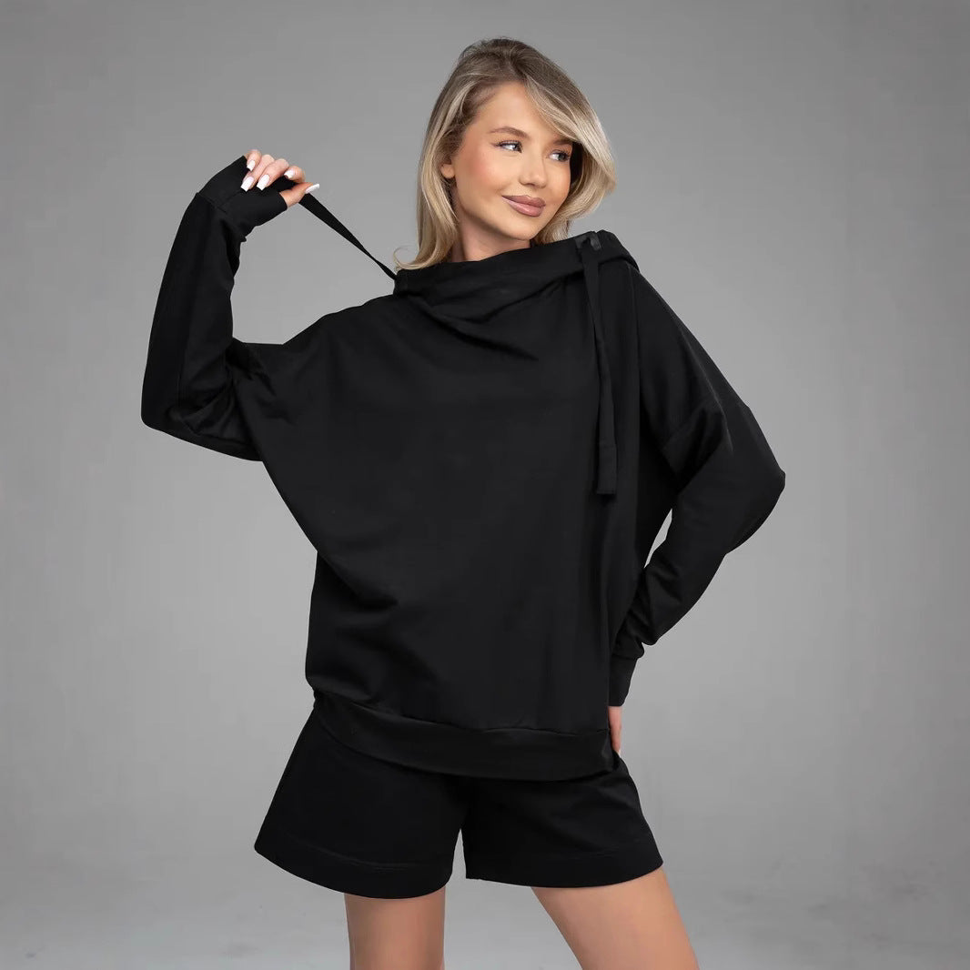 Damen lässiges Oversized Hoodie und Shorts Set WW