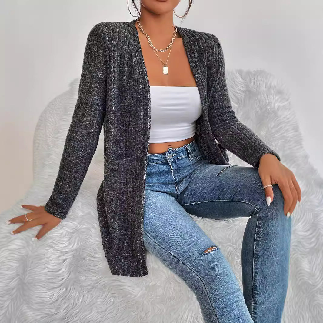 Damen Strickjacke mit strukturiertem Rippdesign und praktischen Taschen WW